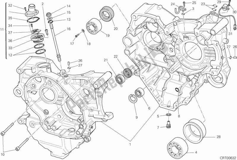 Alle onderdelen voor de Carter van de Ducati Diavel USA 1200 2012